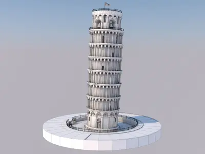 Highly Detailed Low Poly Leaning Tower of Pisa  Low-poly 3D model