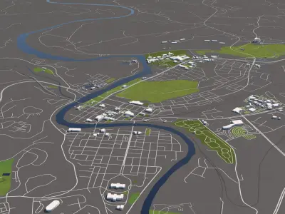 Frankfort Kentucky USA 50x50km 3D City Map 3D model