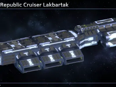 Spaceship Enkar Republic Cruiser Lakbartak Low-poly 3D model