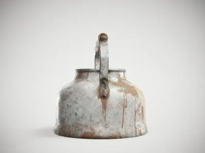 Old enamel dirty teapot da1 Low-poly 3D model