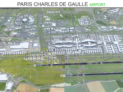 Paris Charles de Gaulle Airport 15km Low-poly 3D model