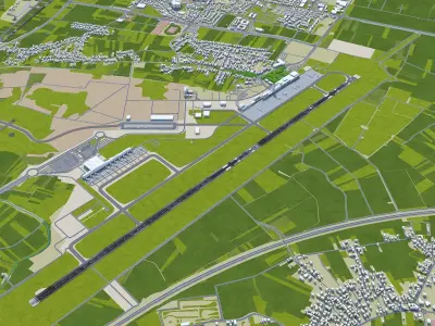Zagreb Franjo Tudjman Airport 10km Low-poly 3D model