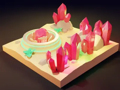 Crystal Desert Low-poly 3D model