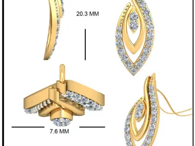 Pendant 3dm stl FBX OBJ Render Detail diamond in gold 3D print model get