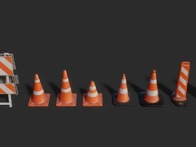 Traffic Cones 3D model Pack Low-poly 3D model