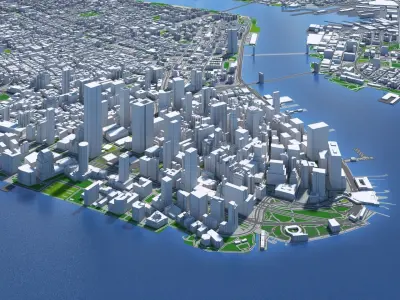 Manhattan New York City And Surroundings PBR Low-poly 3D model