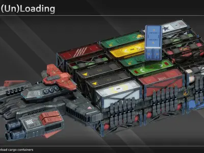 Spaceship CFS24 Heavy Freighter Low-poly 3D model