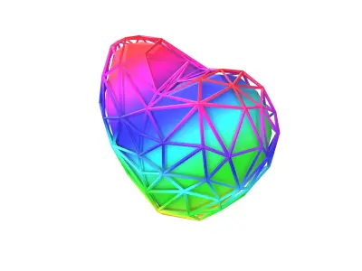 Stylish Heart V4 022 Low-poly 3D model