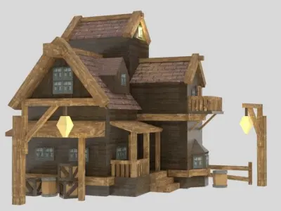 Simple Medieval House Free low-poly 3D model