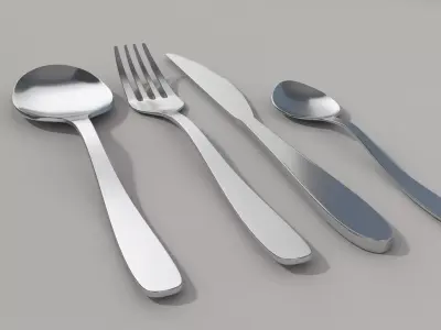 CUTLERY---Simple Spoon Fork and Knife Free low-poly 3D model