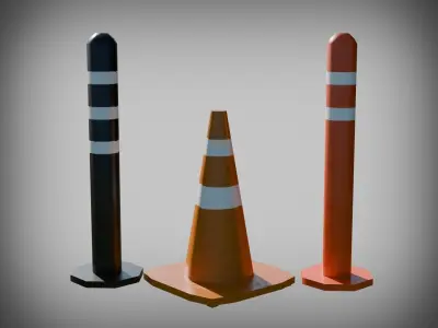 Road Sign Collection Low Poly Low-poly 3D model