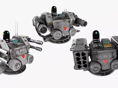 Sci-fi Turrets 3D Model Pack