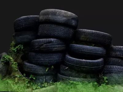 tires street abandoned barricade pt1 PBR photogrammetry Low-poly 3D model