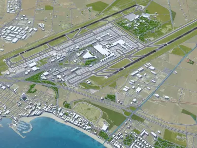 Palma de Mallorca Airport 10km Low-poly 3D model
