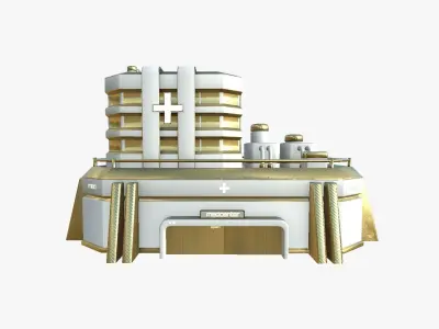 SciFi Hospital A11 Gold - Sci Fi Exterior Design Low-poly 3D model