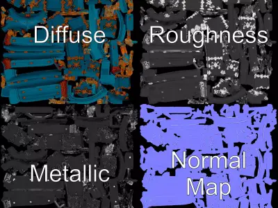 Gothic Teal Door model pack Low-poly 3D model