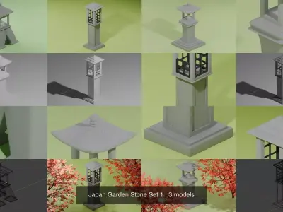 Japan Garden Stone Set 1 3D Model Pack
