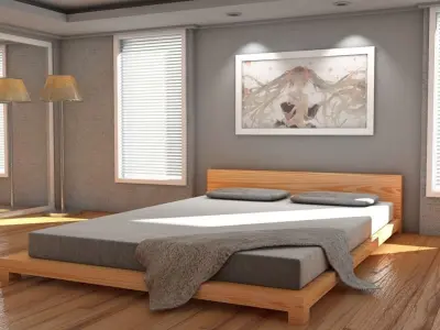 Bedroom modern with wooden floors Free 3D model