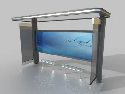 Bus Shelter 03 Low-poly 3D model
