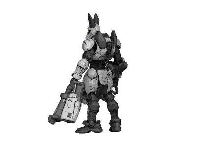 Doberman Cyborg Low-poly 3D model