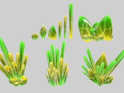 Crystal Set plant Low-poly 3D model