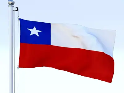 Animated Chile Flag Low-poly 3D model