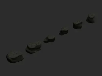 Short Flat Rocks - Cave 2 Low-poly 3D model