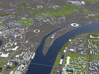 Pyongyang North Korea 50x50km 3D model