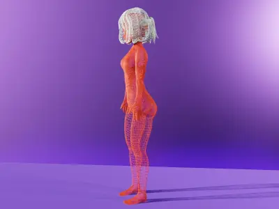 Abstract Female Statue Low-poly 3D model