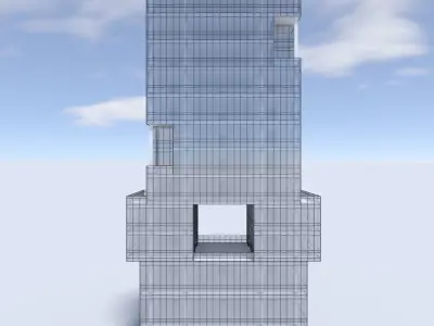 Tower 3 tall glass building on cloudy day 3D model