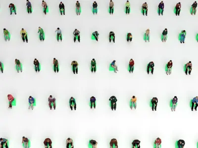  Low Poly Rigged and Animated Sitting People Pack - 200 Pieces 