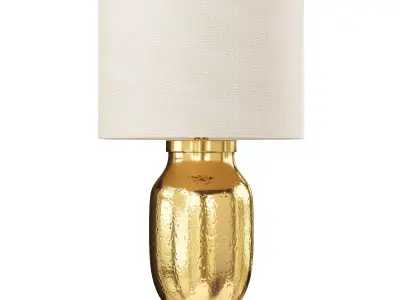 Madison Hammered Iron Cotton Shade Brass Table Lamp Low-poly 3D model