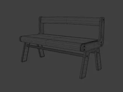 Low-Poly Game-Ready Bench 3D Model Low-poly 3D model