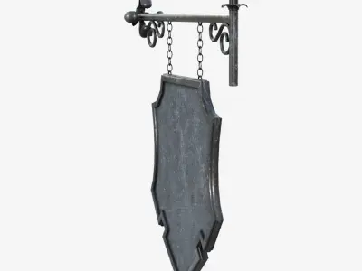 Signboard metal shield hanging on wall 3D model