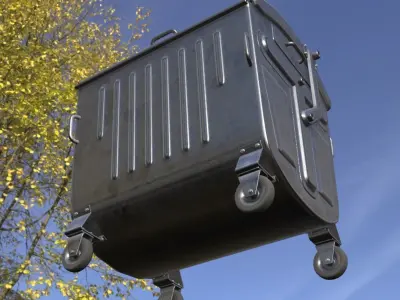 Old Metal Garbage Trash Container Low-Poly Low-poly 3D model