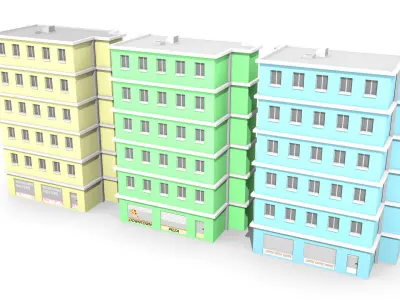 low poly apartment building Free low-poly 3D model