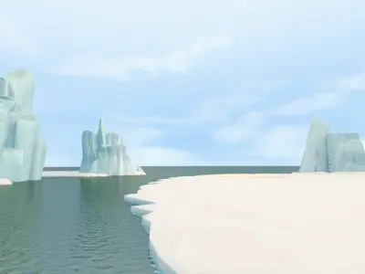 Cartoon Iceberg cliff sea Snow Mountain Ice Block ice field 3D model