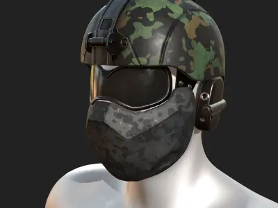 Helmet scifi military combat 3d futuristic technology  Low-poly 3D model