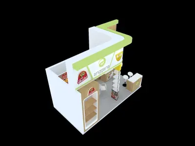 Booth Exhibition Design size 6x3 m with two open sides  Low-poly 3D model
