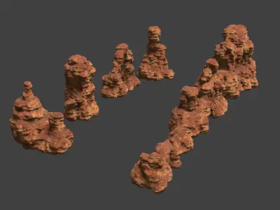 10 Model Desert Cliffs pack Vol1 Low-poly 3D model