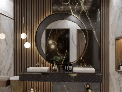 MASTER BATHROOM INTERIOR WITH COMPLETE LIGHT SETTING WITH VRAY 6 3D model