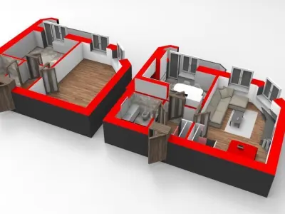 3D Floor Plan Section of apartment 3D model