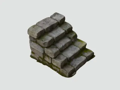 Stone staircase Low-poly 3D model