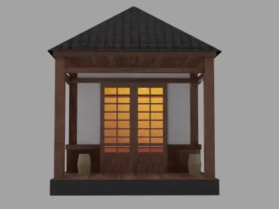 Japanese TeaHouse Clipart Build Free low-poly 3D model