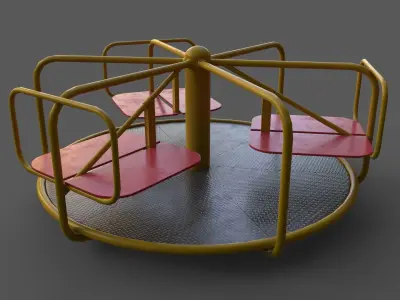 PBR Merry Go Round Roundabout C Low-poly 3D model