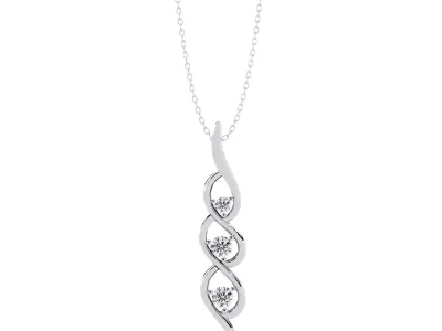 Elegant Diamond Twist Pendant Necklace CAD Design 3DM STL 3D print model