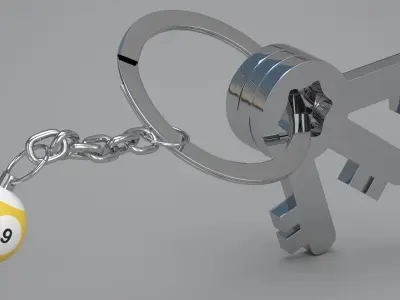 9 Snooker Ball with Keychain 3D model