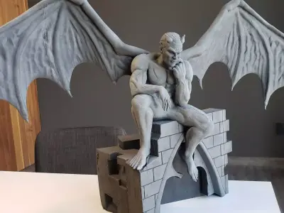Gargoyle statue of demon with wings 3D print model