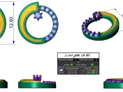 Light wt Women Diamond Earrings  3D print model