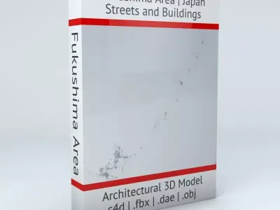 Fukushima Area Coast Streets and Buildings 3D model
